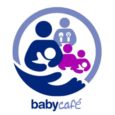 Purple and blue baby breastfeeding cafe logo
