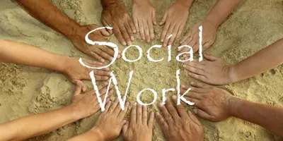 Social work hands in a circle