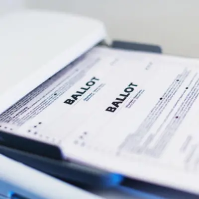 Ballot enters a tabulator